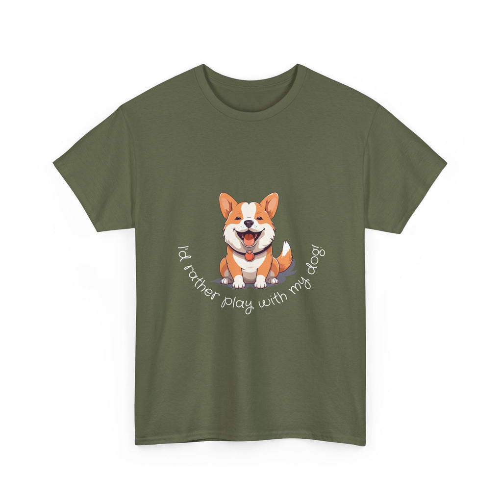 Corgi Playful Tee - I'd Rather Play with My Dog T-Shirt, Dog Lover Gift